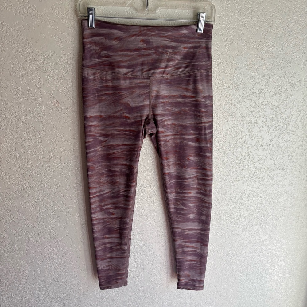 prAna Layna 7/8 Legging Size M Maroon Marbled Yoga Pants Jogging Active